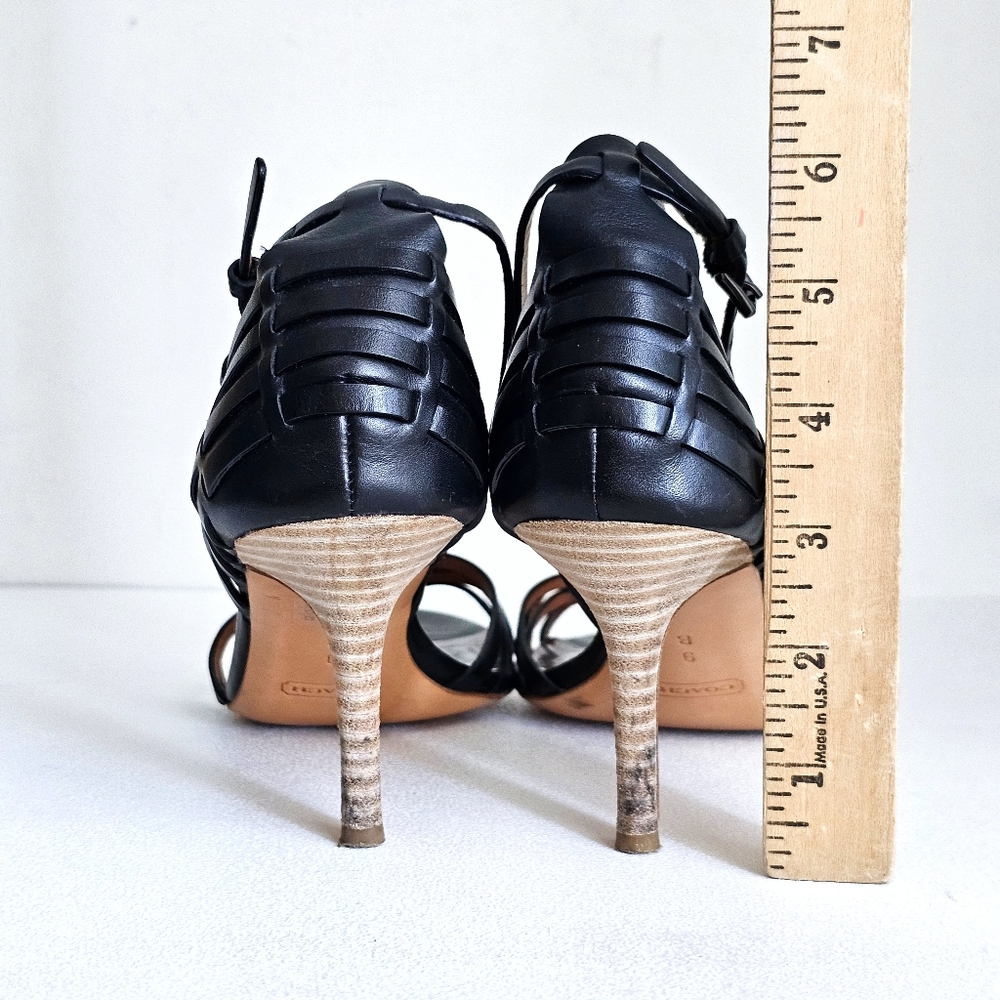 Coach Kamea Black Genuine Leather Strappy Heels Sandals Women’s Size 9B - Picture 16 of 16